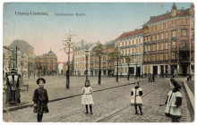 Ansichtspostkarte vom Lindenauer Markt, ca. 1910